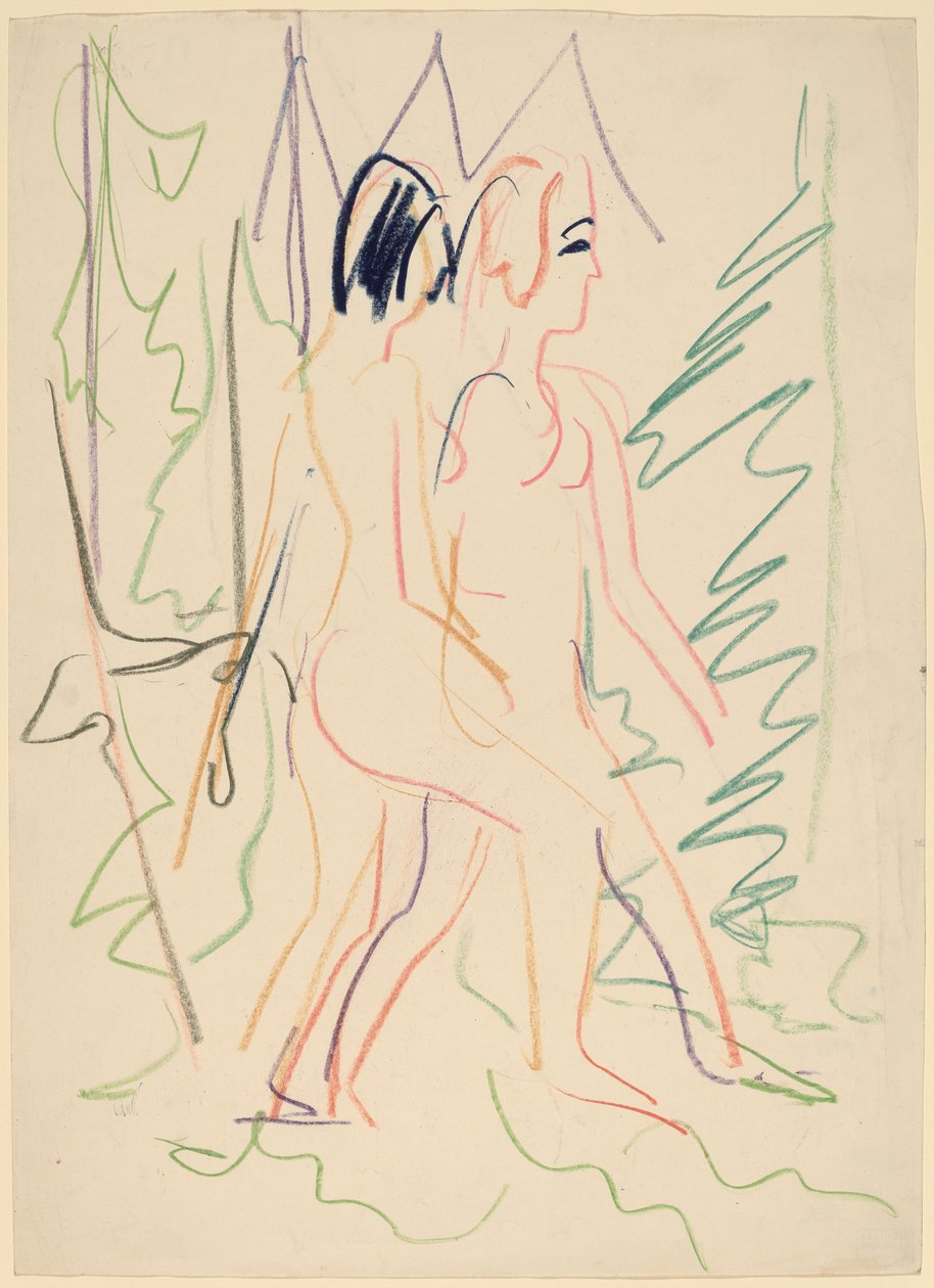 To nøgenbilleder i en skov af Ernst Ludwig Kirchner