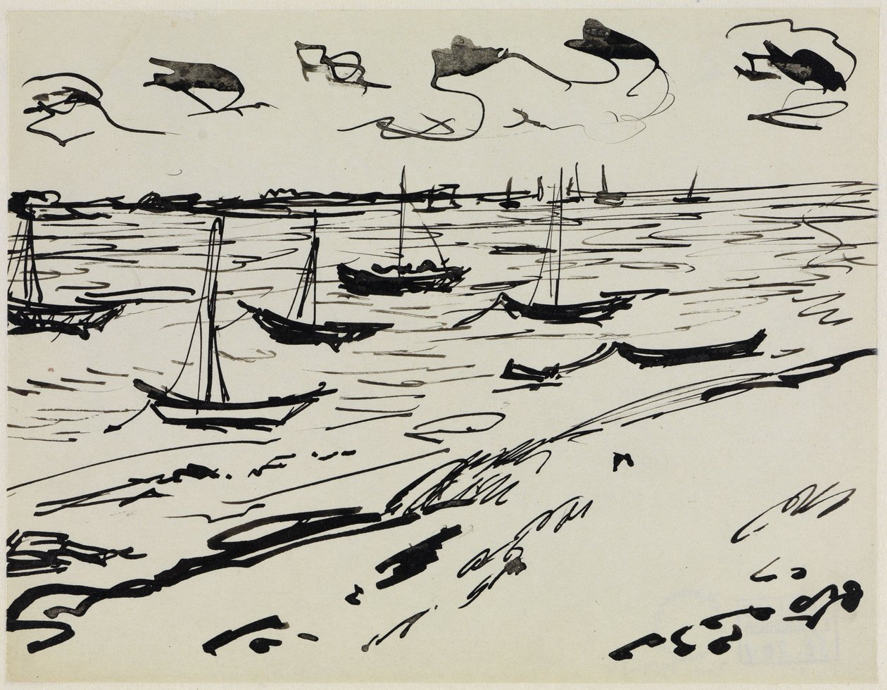 Forankrede fiskerbåde (Fehmarn) af Ernst Ludwig Kirchner