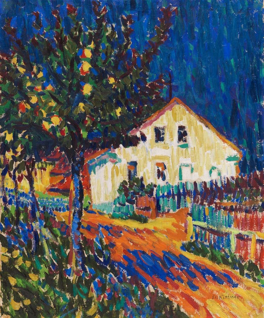 Landsbygade med æbletræer, 1907. af Ernst Ludwig Kirchner