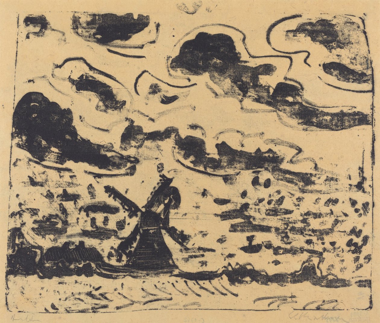 Vindmølle nær Burg på Femern af Ernst Ludwig Kirchner