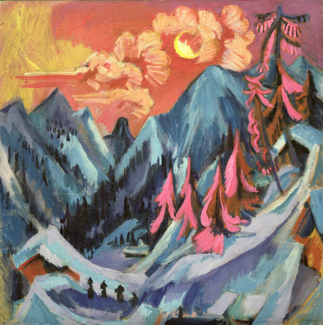 Vinterlandskab i måneskin, 1919 af Ernst Ludwig Kirchner