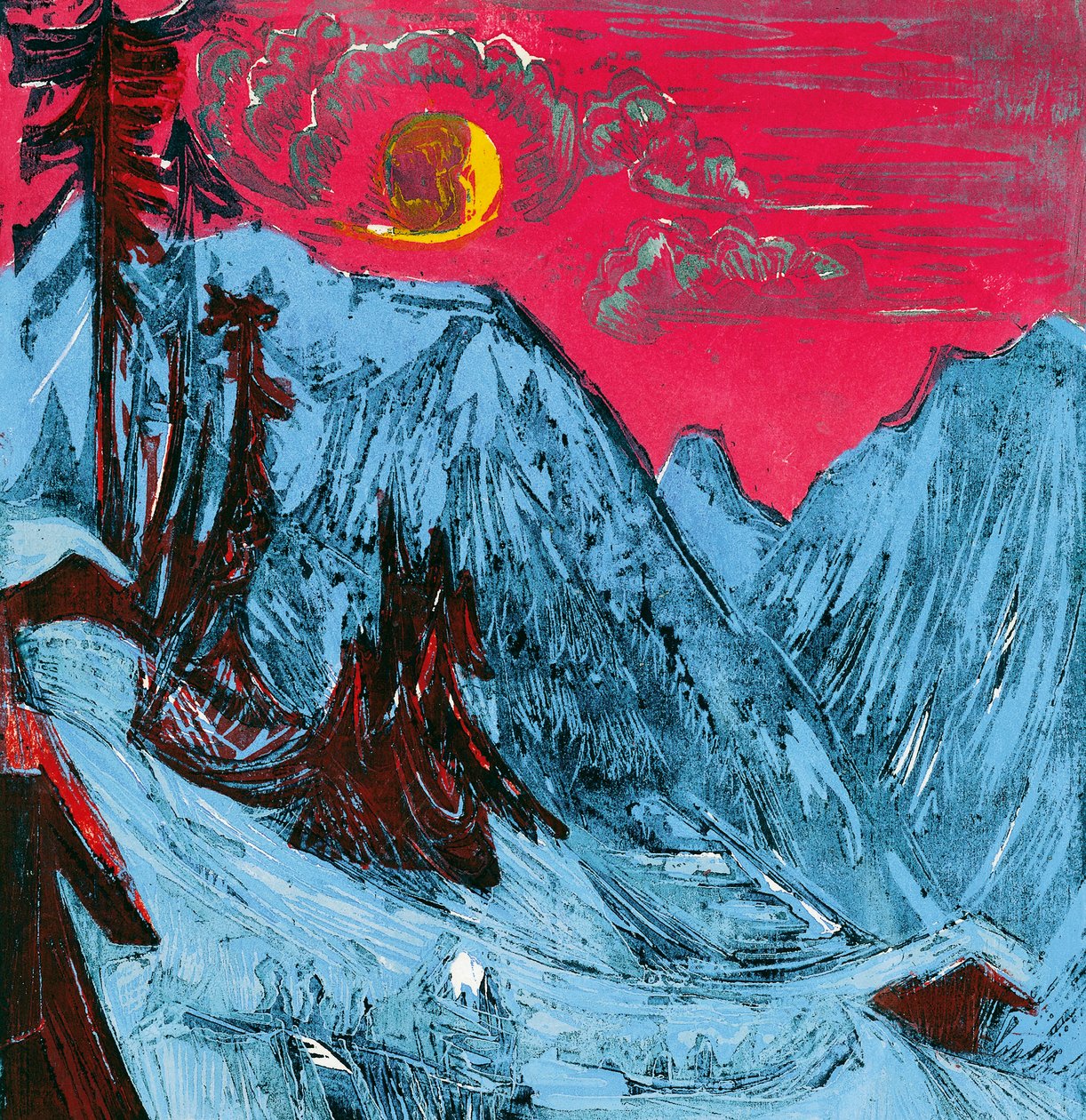 Vinter månelys nat af Ernst Ludwig Kirchner