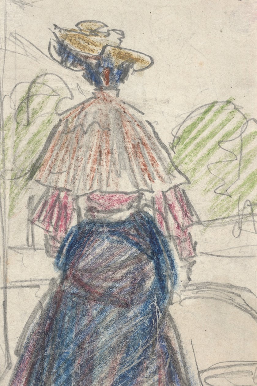 Kvinde i landskab set bagfra (blyant og farveblyant på papir) af Ernst Ludwig Kirchner