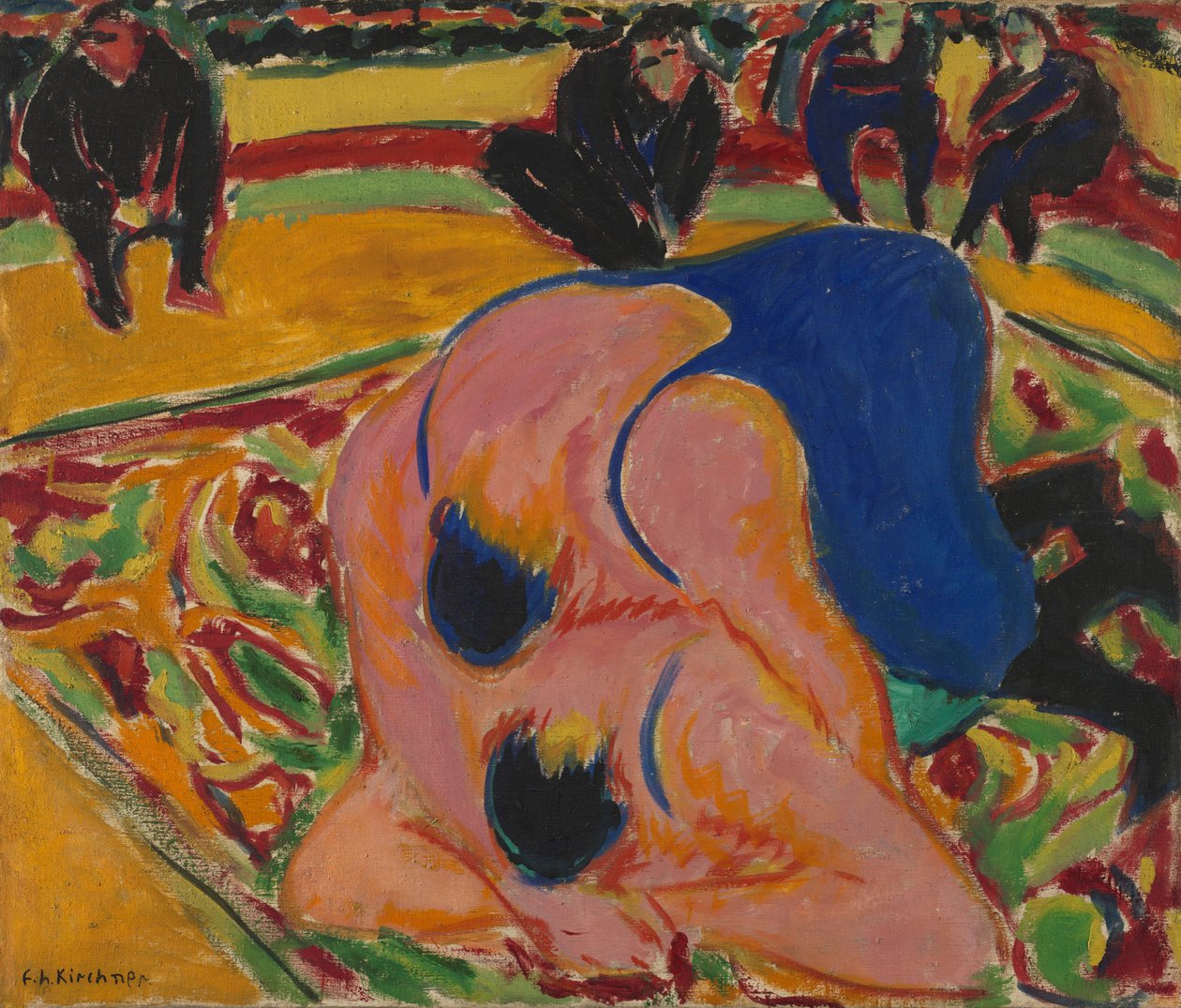 Wrestlere i et cirkus af Ernst Ludwig Kirchner