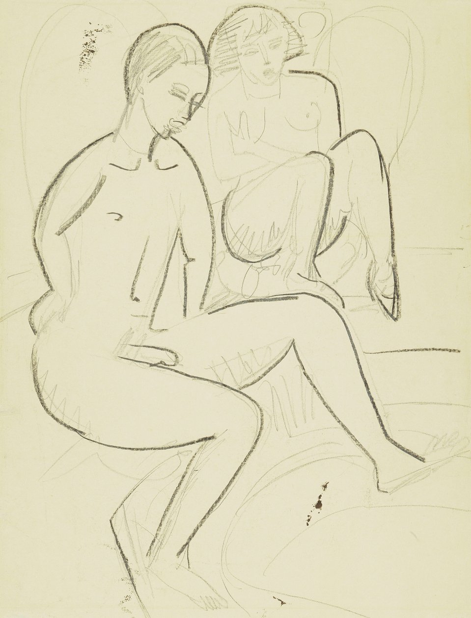Ungt par på badeværelset af Ernst Ludwig Kirchner