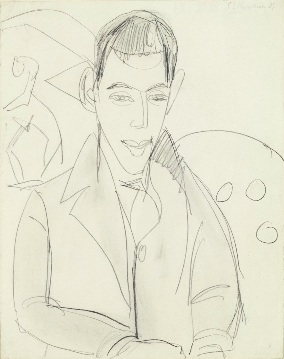 Ung digter (Simon Guttmann), 1911 (grafit på papir) af Ernst Ludwig Kirchner