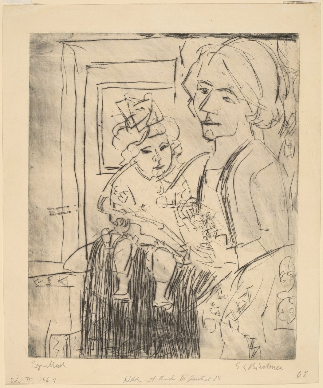 Ung kvinde med barn af Ernst Ludwig Kirchner