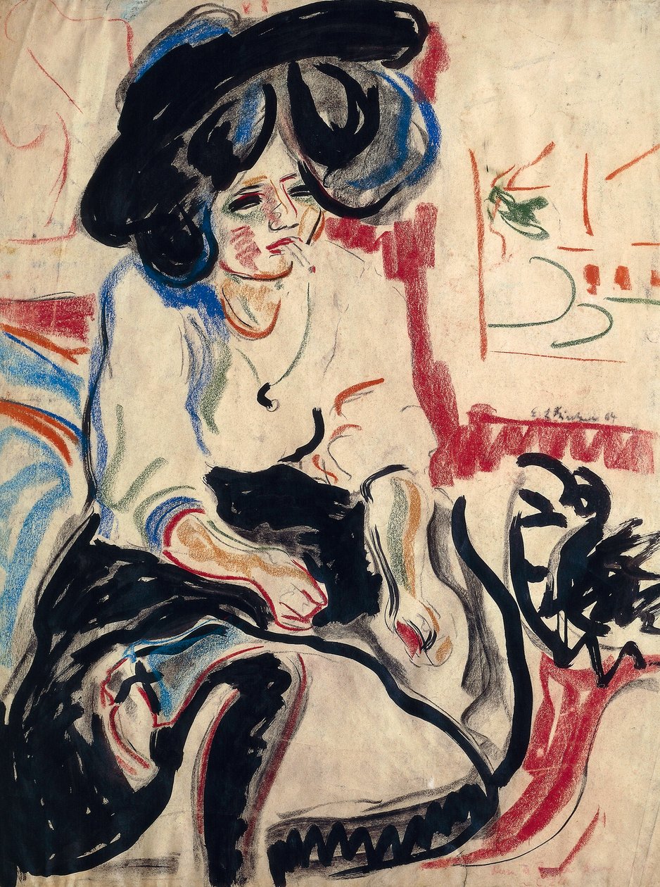 Ung kvinde med cigaret af Ernst Ludwig Kirchner