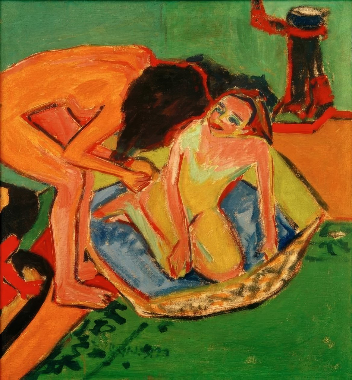 To nøgenbilleder med badekar og ovn af Ernst Ludwig Kirchner
