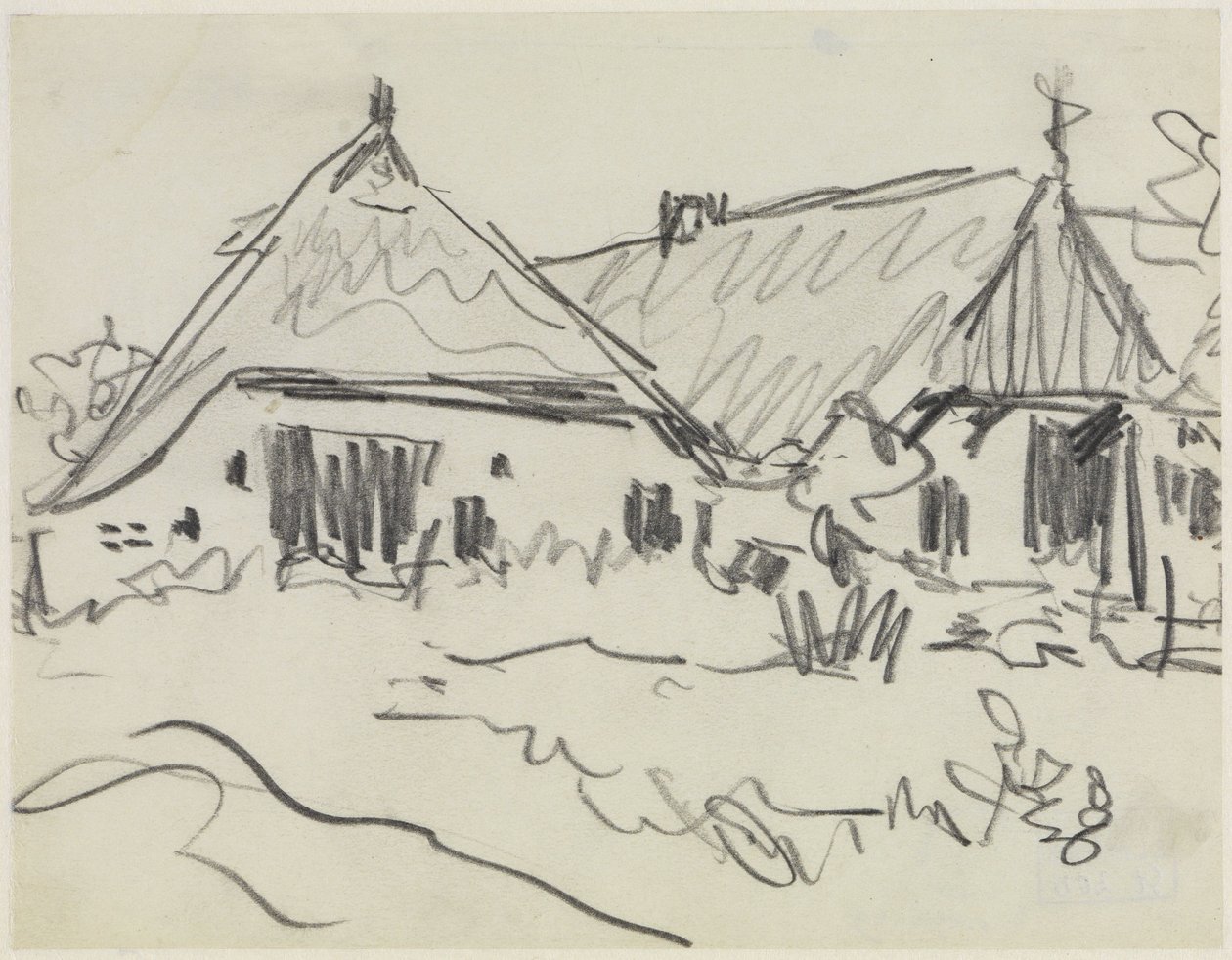 To gårde på Fehmarn af Ernst Ludwig Kirchner