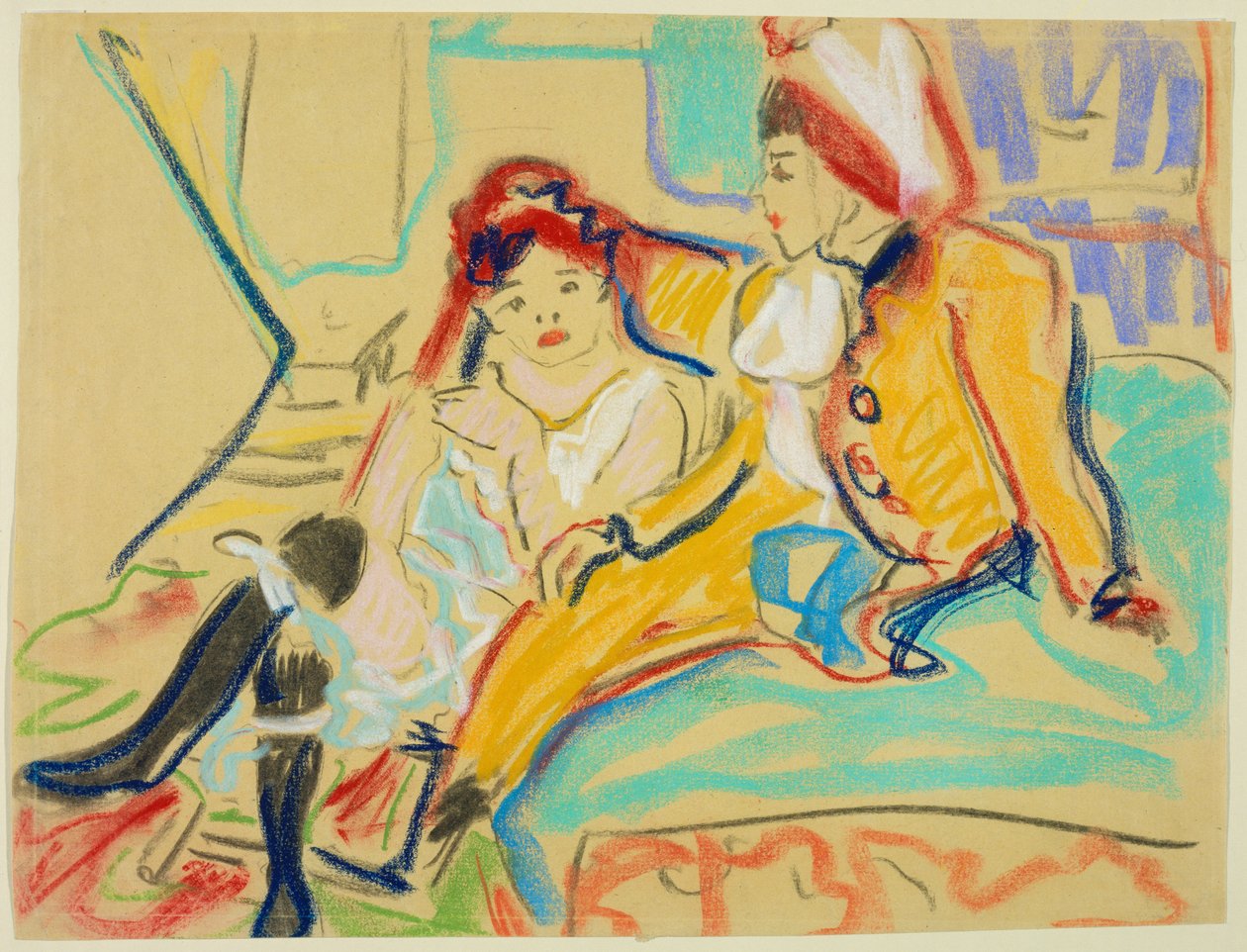 To piger på en divan af Ernst Ludwig Kirchner