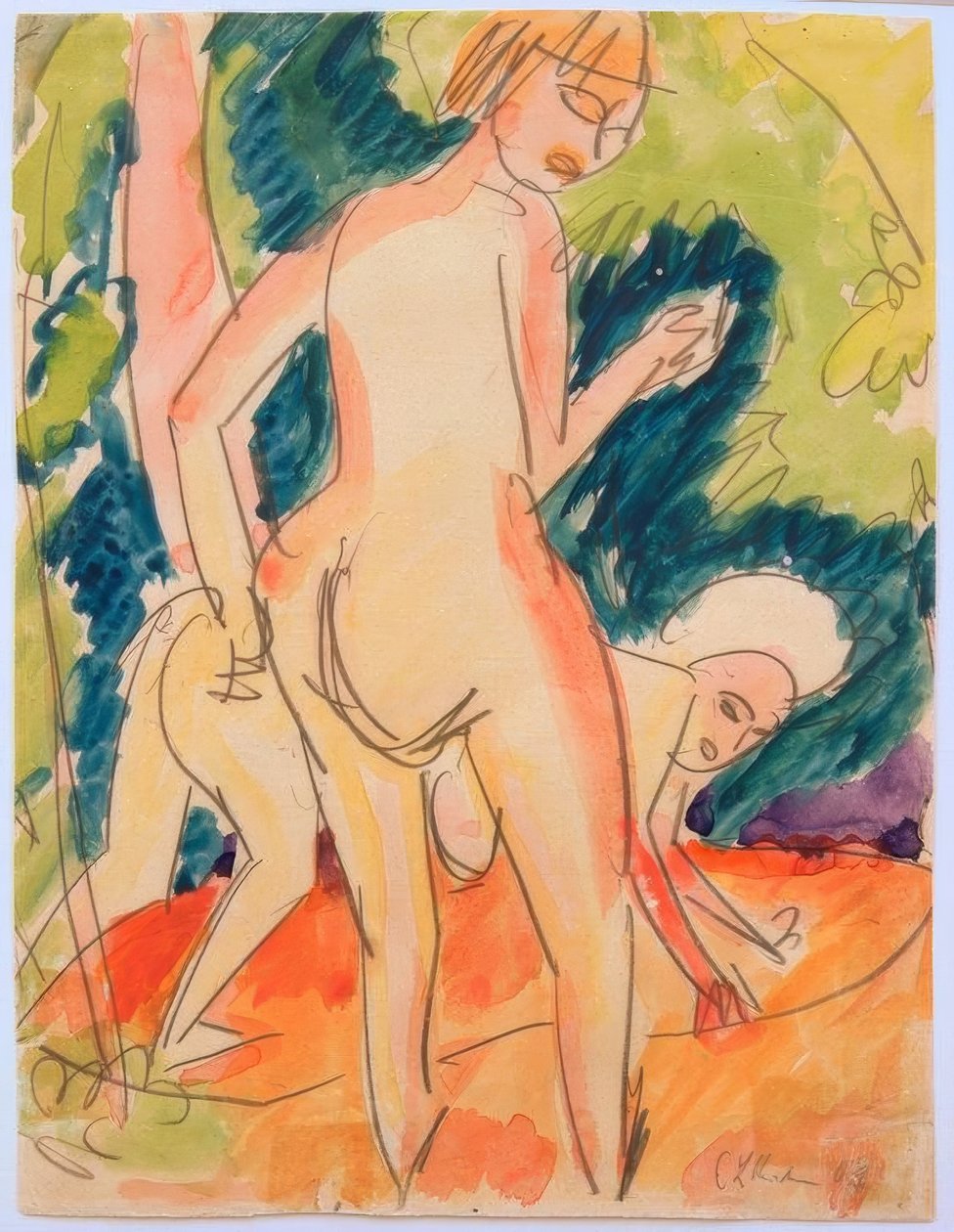 To piger bader af Ernst Ludwig Kirchner