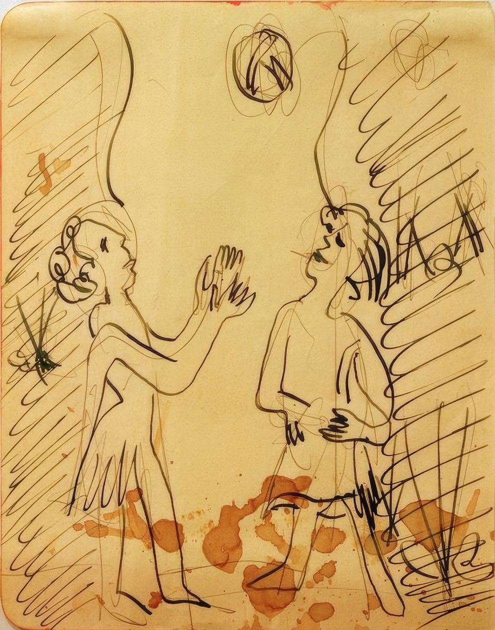 To piger spiller bold af Ernst Ludwig Kirchner