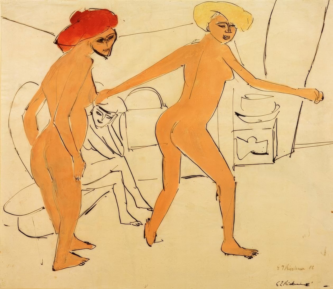 To nøgne dansere af Ernst Ludwig Kirchner