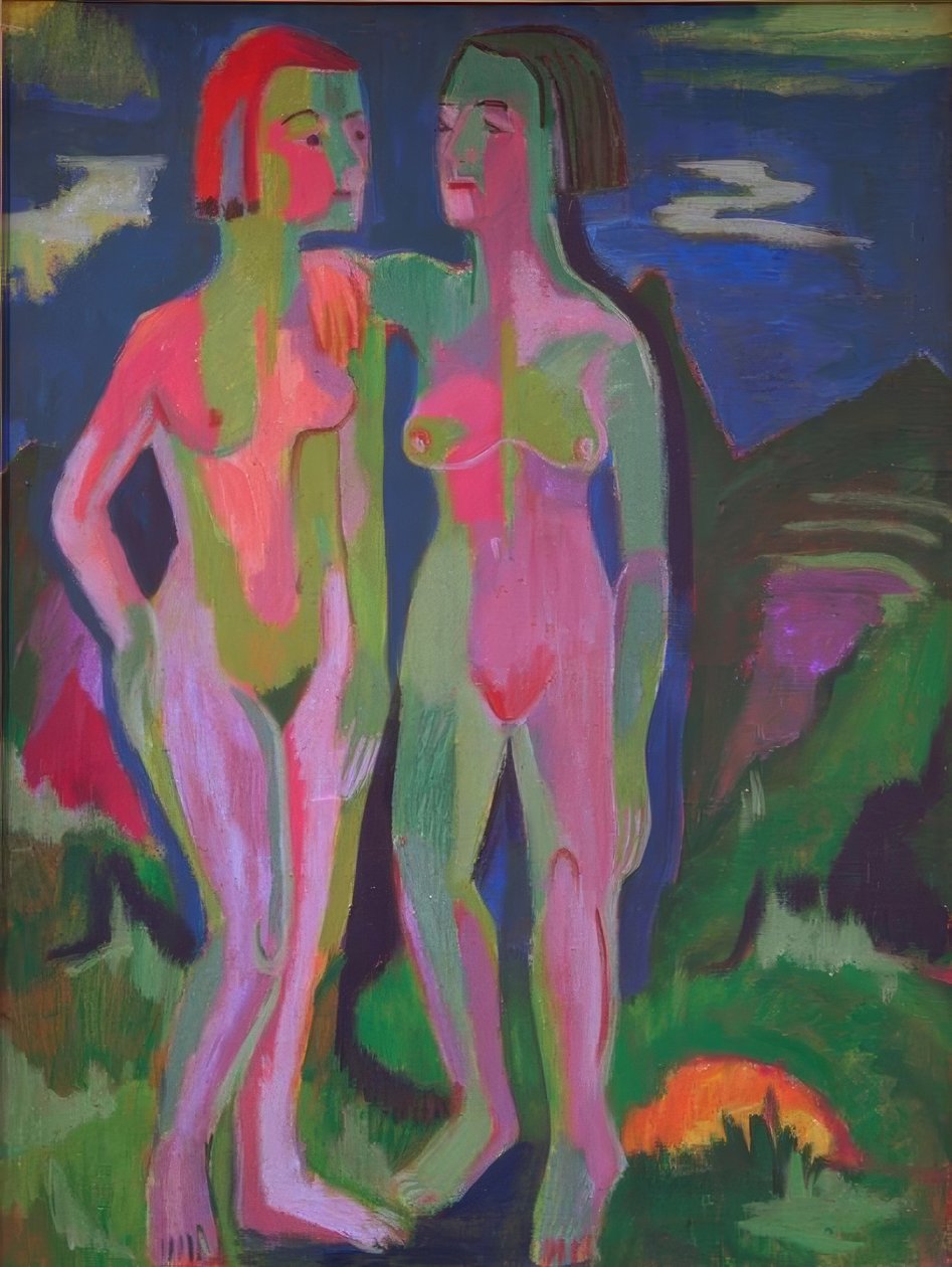 To kvindelige nøgenbilleder i et landskab af Ernst Ludwig Kirchner