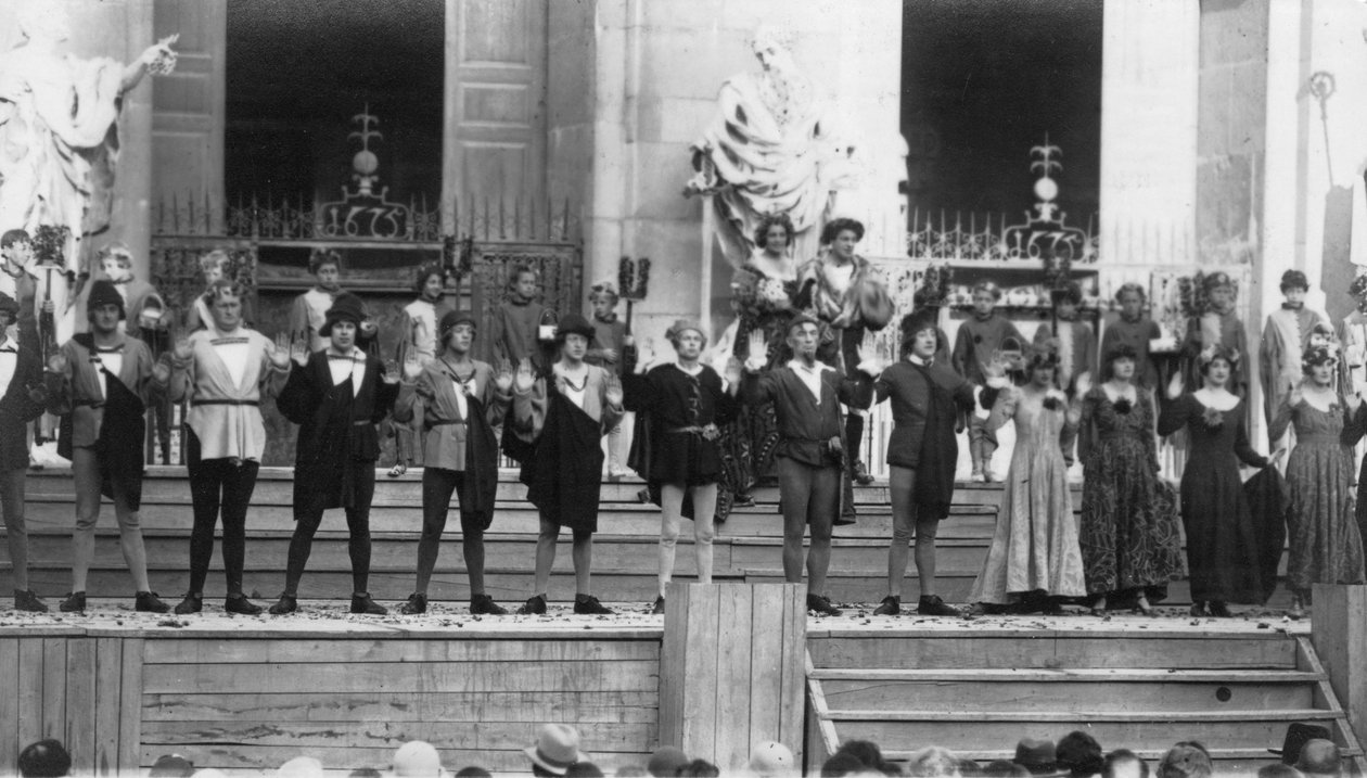 Opførelse af Jedermann, Salzburg Festival, Østrig, 20. århundrede af Ernst Maier