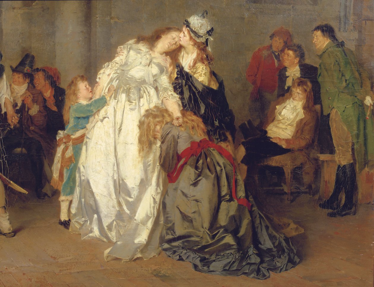 Kong Ludvig XVI af Frankrig siger farvel til sin familie i Temple-fængslet, detaljer, 1873 af Ernst Meisel