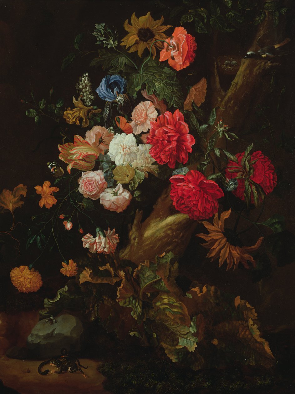 Stilleben med blomster af Ernst Stuven