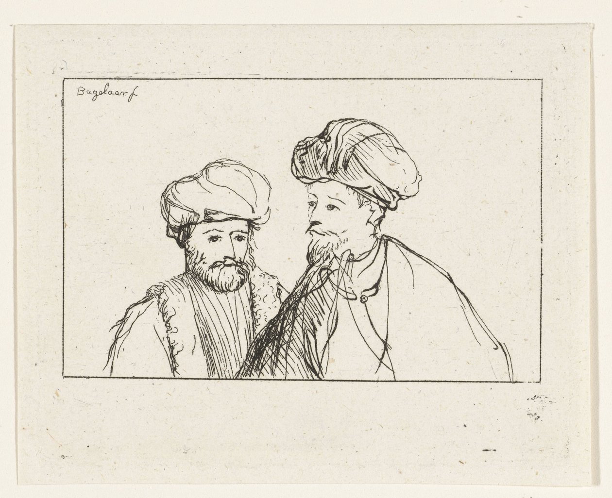 Portræt af to mænd med turbaner af Ernst Willem Jan Bagelaar