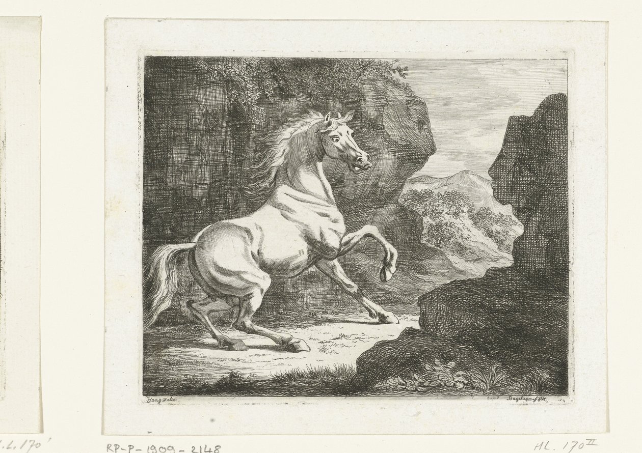 Hoppende hvid hingst af Ernst Willem Jan Bagelaar
