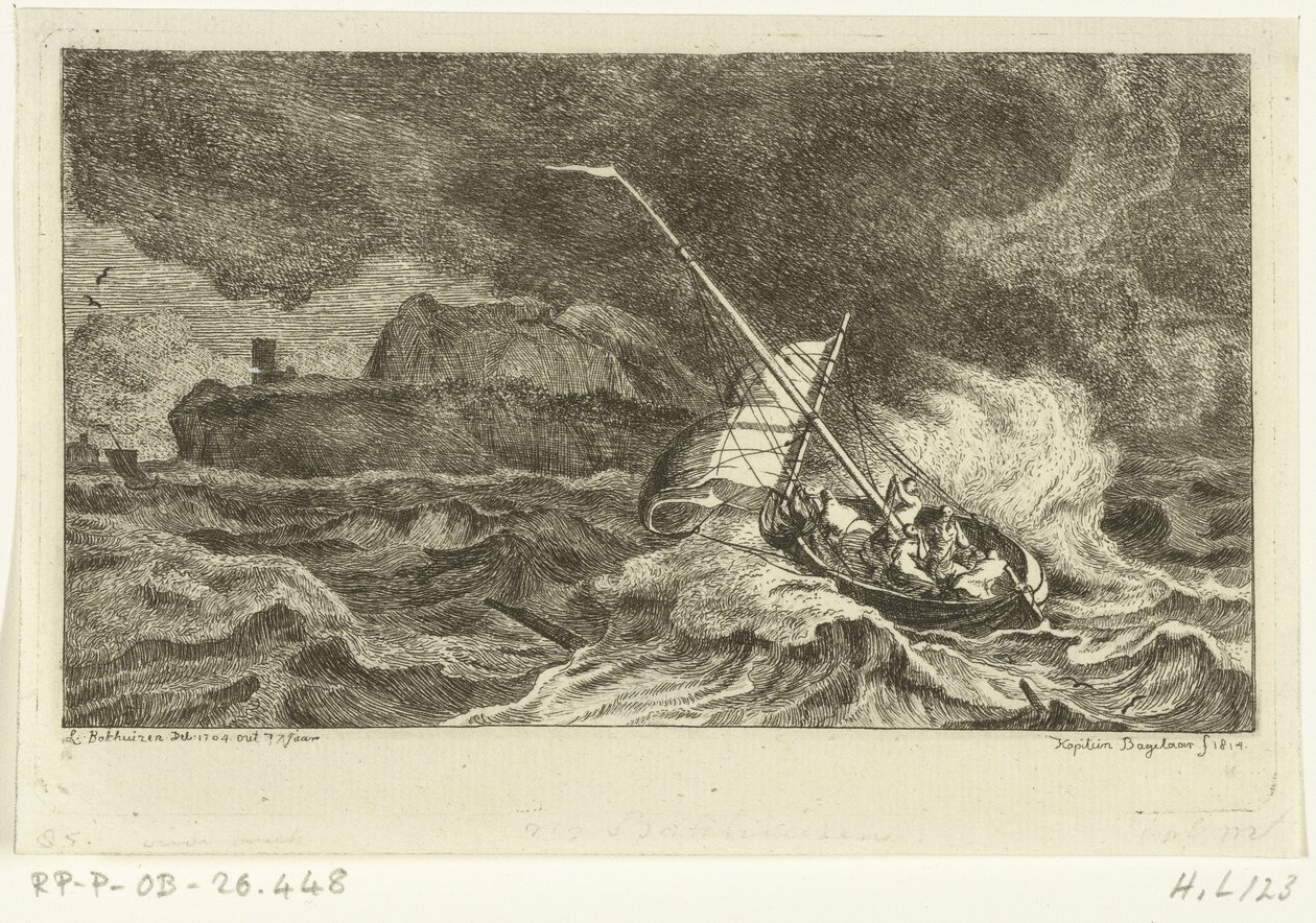 Sejlbåd på stormfuldt hav af Ernst Willem Jan Bagelaar