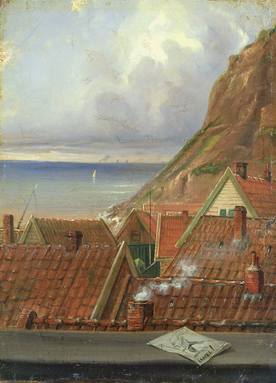 Udsigt fra et vindue i Helgoland (olie på lærred lagt på pap) af Ernst Willers