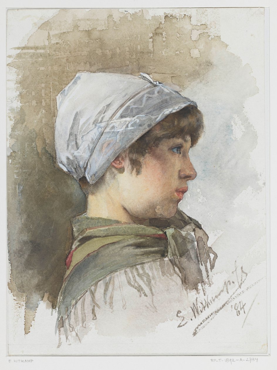 Studie af en ung piges hoved i profil af Ernst Witkamp