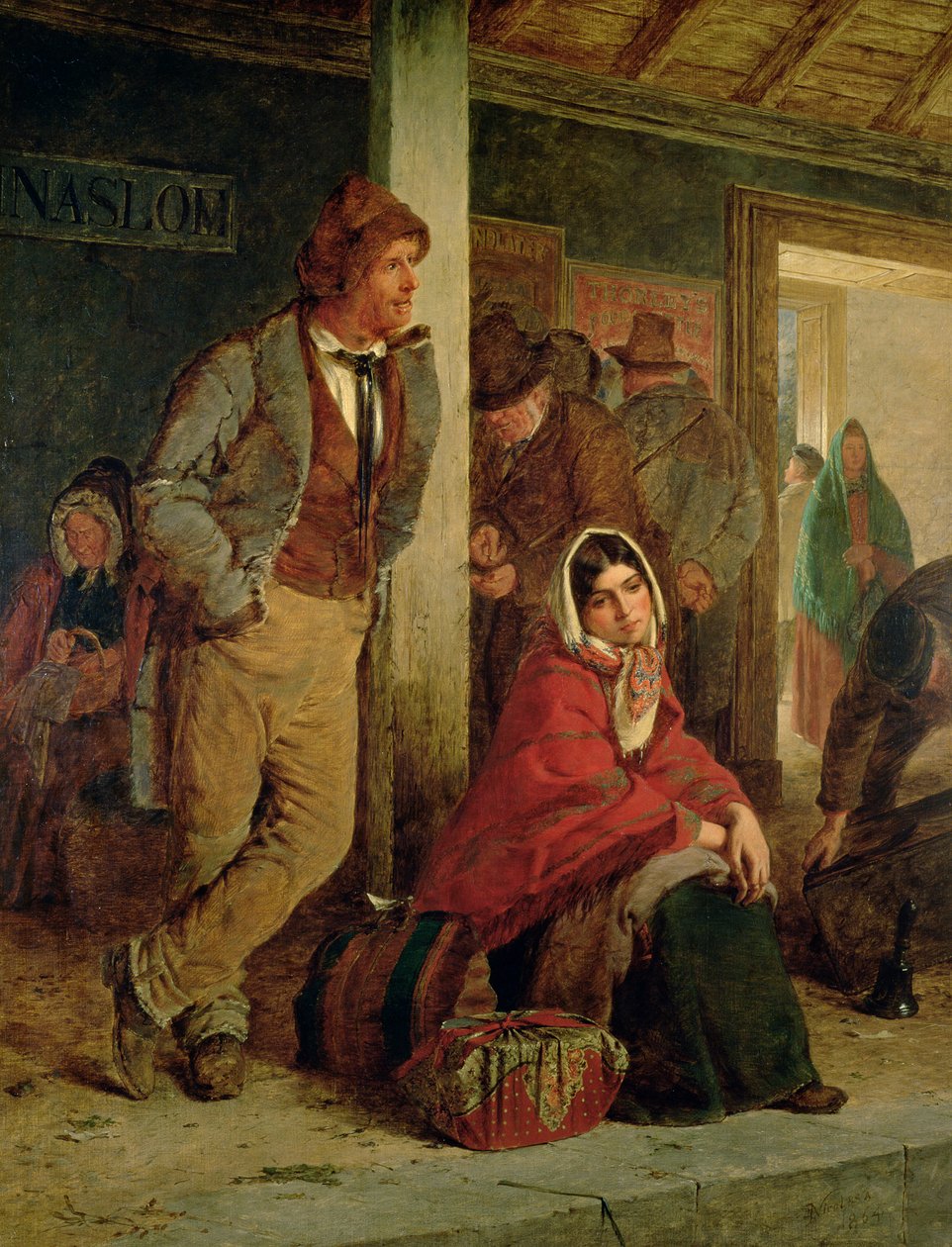 Irske emigranter venter på et tog, 1864 af Erskine Nicol