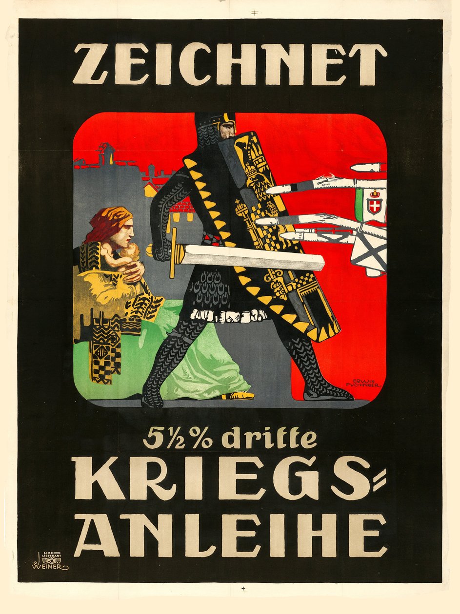 Tegn på det tredje krigslån!, 1915. af Erwin Puchinger
