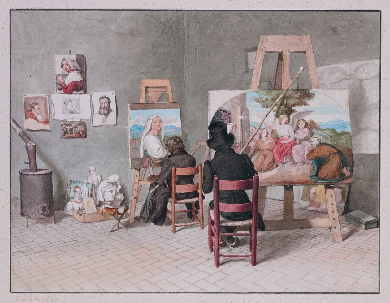 Bernhard Neher og Erwin Speckter i deres atelier i Rom, af Erwin Speckter af Erwin Speckter