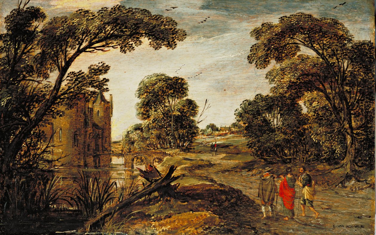 Sommerlandskab (Vejen til Emmaus) 1612-13 af Esaias van de Velde