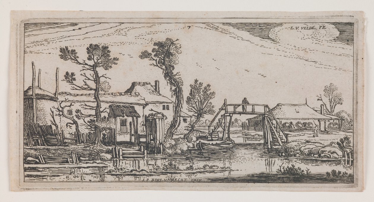 Farm Beyond a Canal, fra serien "Ten Oblong Landscapes". af Esaias I van de Velde