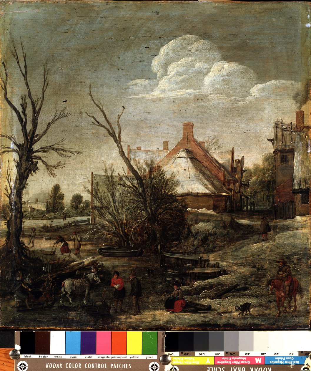 Vinter (Vinter). Maleri af Esalas van de Velde (1591-1630). Olie på træ, 37,5 x 35,5 cm af Esaias I van de Velde