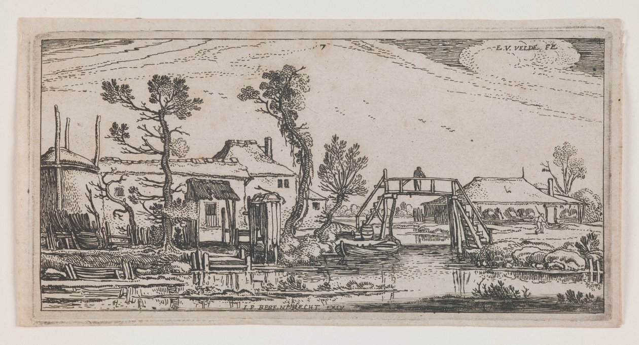 Farm Beyond a Canal, fra serien "Ten Oblong Landscapes" af Esaias van de Velde