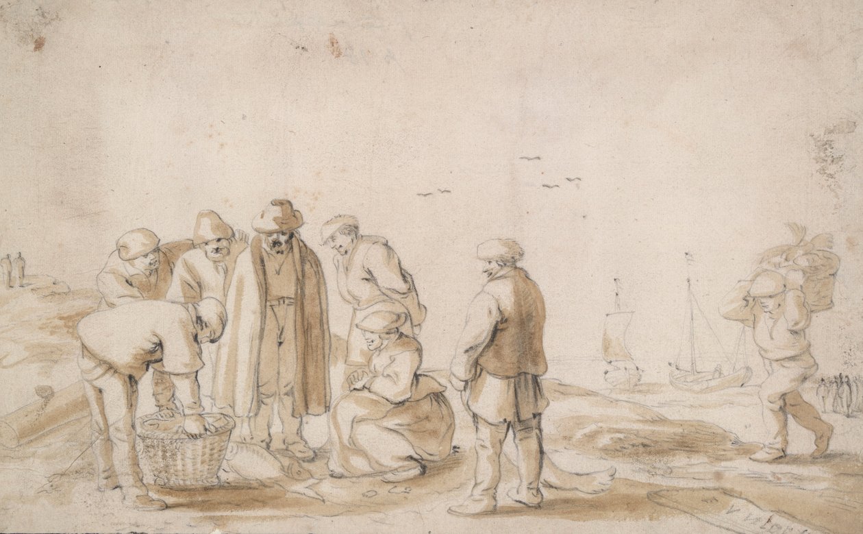Fiskehandlere på stranden af Esaias van de Velde