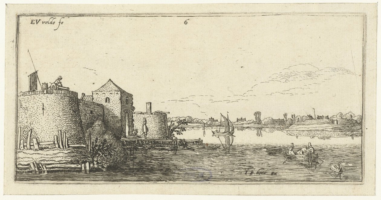 Fort med forsvar af Tholen ved Schelde Landskaber (serietitel) af Esaias van de Velde