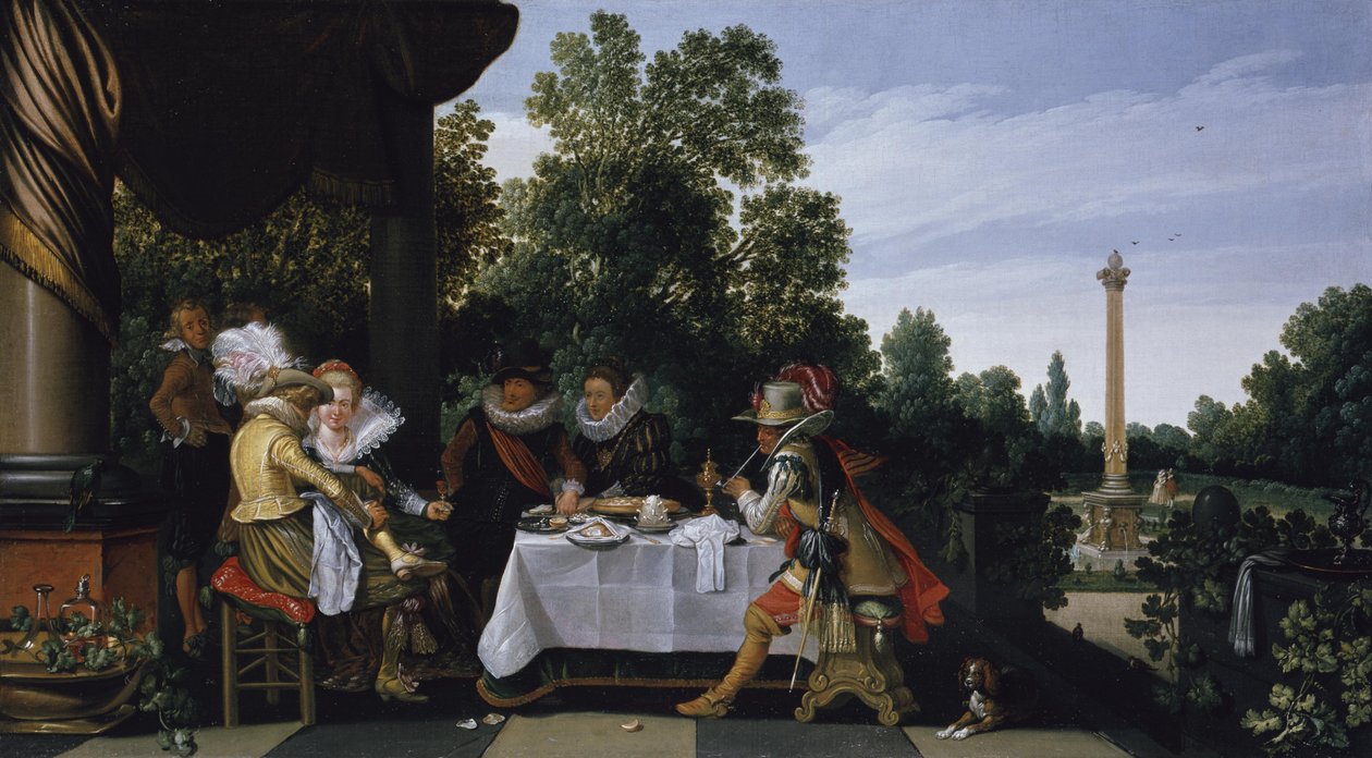 Muntert selskab på en haveterrasse af Esaias van de Velde