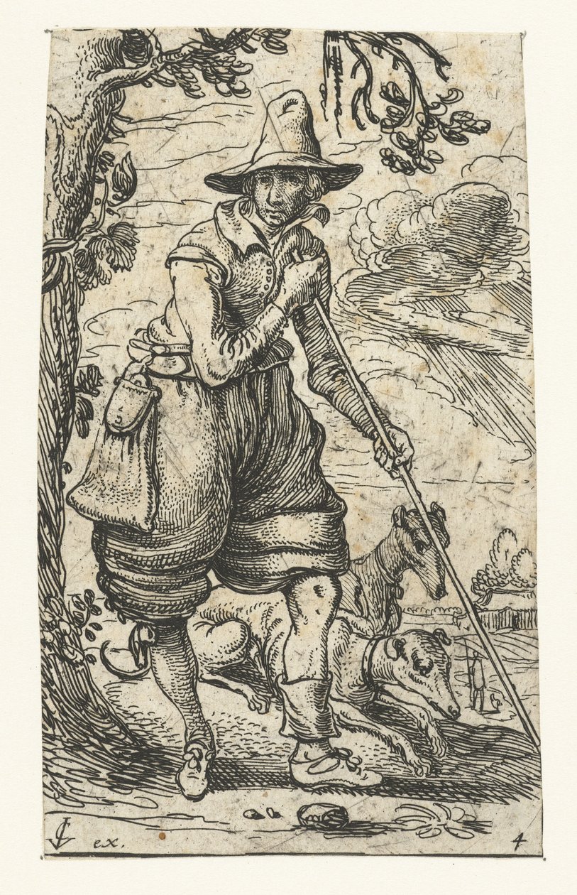 Jæger med to hunde af Esaias van de Velde