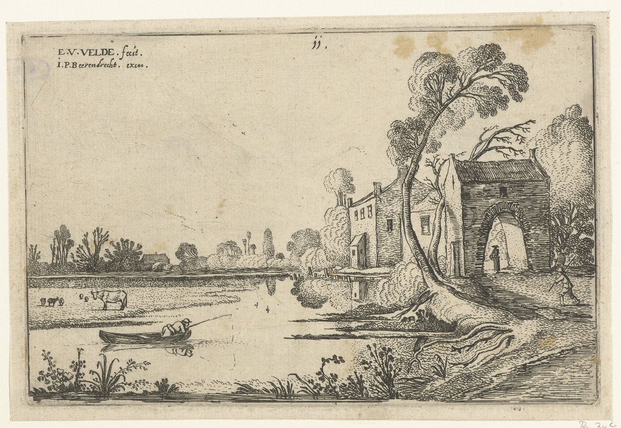 Landskab med en flod og porthus Landskaber (serietitel) af Esaias van de Velde