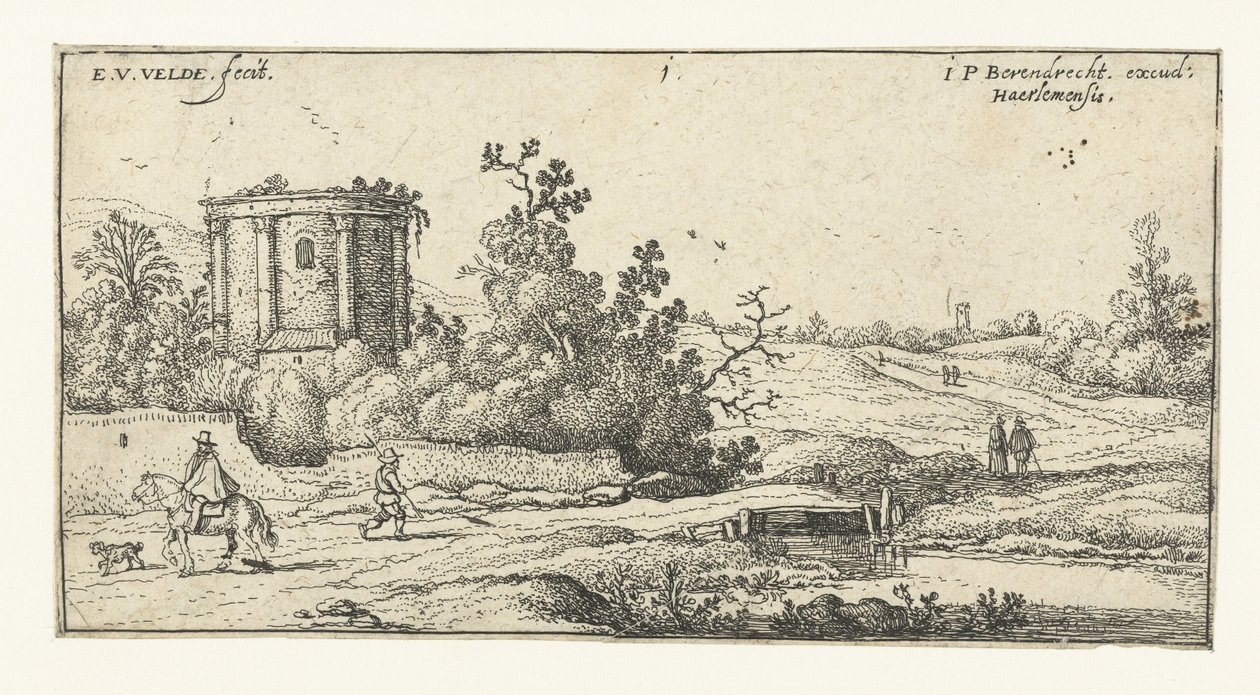 Landskab med ruiner af et romersk tempel Landskaber (serietitel) af Esaias van de Velde