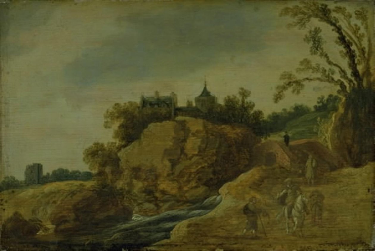 Klippelandskab med et slot af Esaias van de Velde