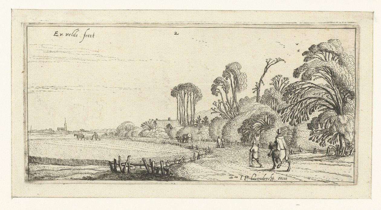 Vandrere på en vej nær Hillegom Landskaber (serietitel) af Esaias van de Velde