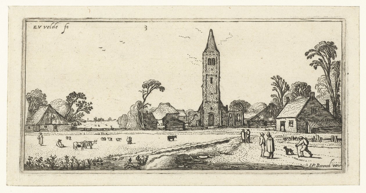 Vandrere på en vej nær Spaarnwoude Landskaber (serietitel) af Esaias van de Velde