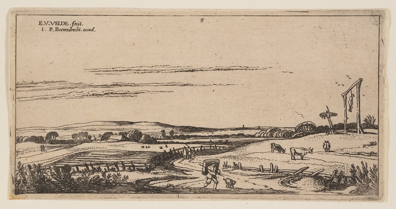 Landskab med galger (nær Haarlem), fra Landskaber af Esaias van den Velde I
