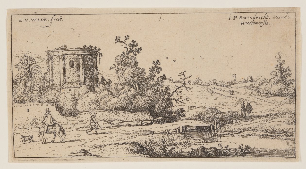 Ruiner af et romersk tempel, fra Landskaber af Esaias van den Velde I