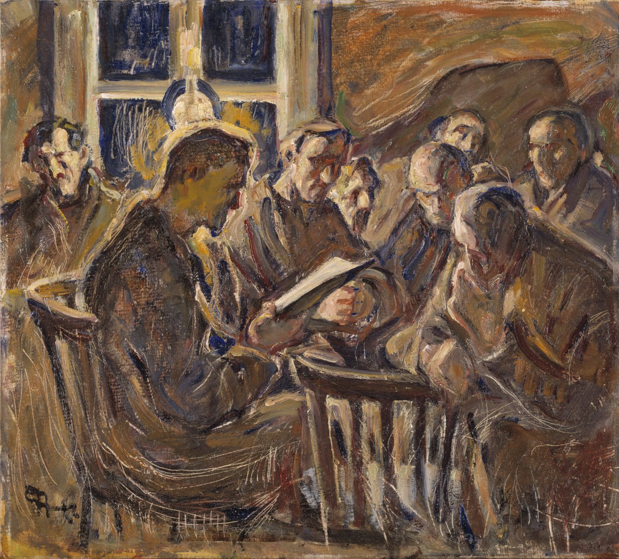 Mødet, 1929 (olie på papir) af Ester Almqvist