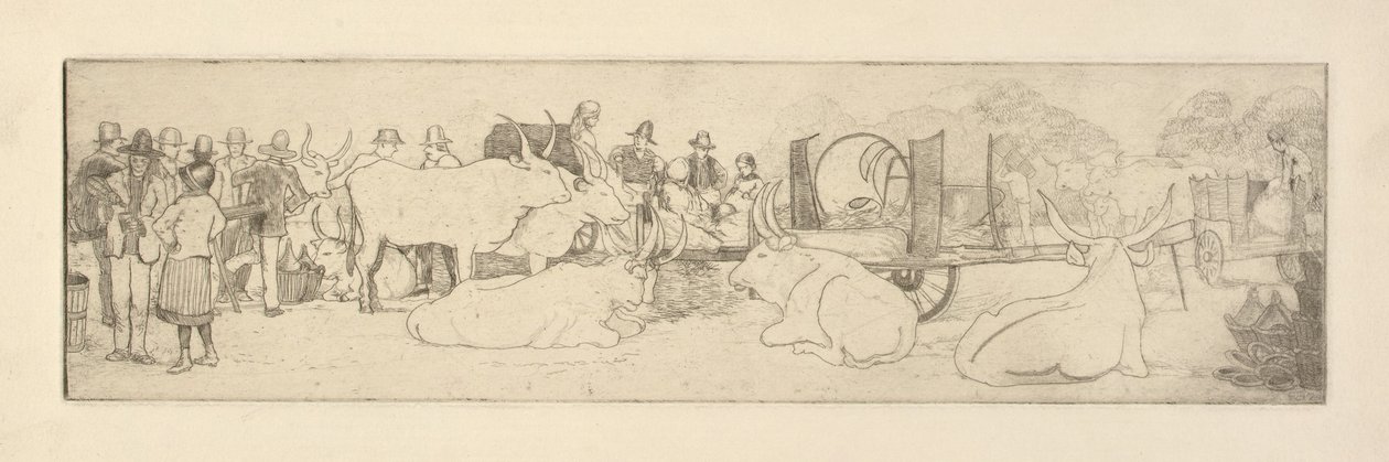 Bondegårdsscene med tyre af Esther Blaikie MacKinnon