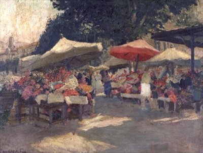 Travlt marked på en sommerdag af Ethel Carrick Fox
