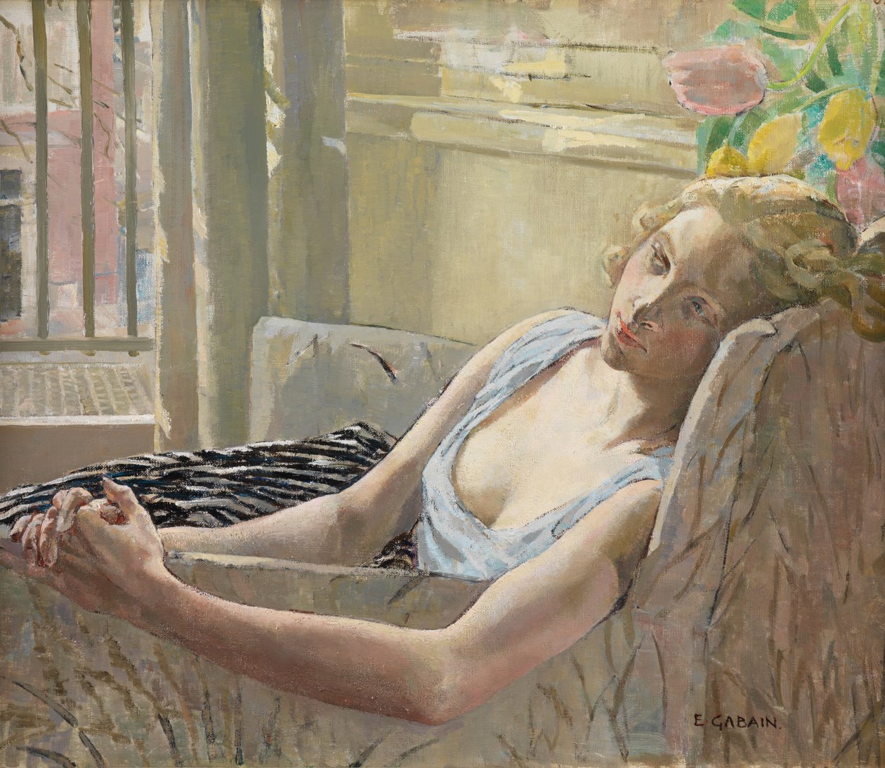Lassitude (olie på lærred) af Ethel Gabain