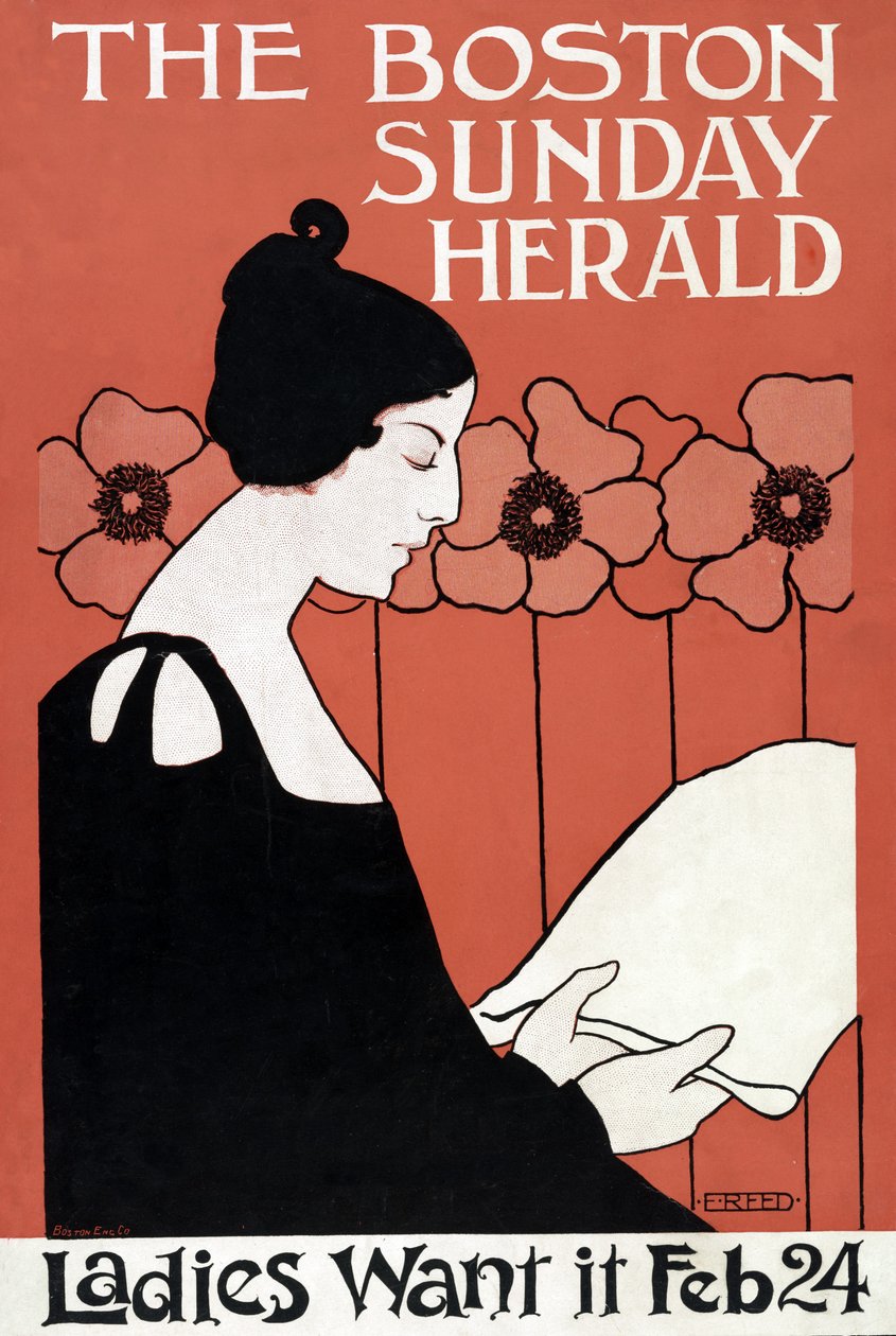 The Boston Sunday Herald - Ladies Want It 24. februar, pub. C. 1900 af Ethel Reed